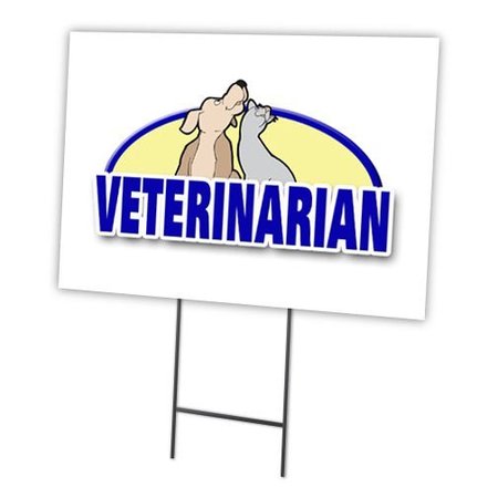 SIGNMISSION Veterinarian Yard Sign & Stake outdoor plastic coroplast window C-1216-DS-Veterinarian